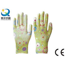 Garden Gloves, Printing Polyestershell Transparent Nitrile Coated Smooth Finish, Safety Work Gloves with Ce, En388 (N6047)